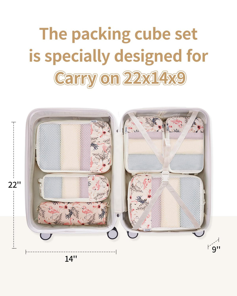 Narwey Hanging Travel Toiletry Bag with 6 Set Compression Packing Cubes