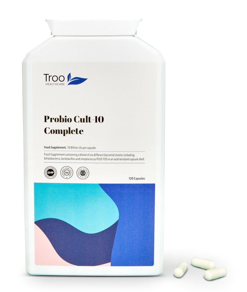 Troo Health Care Lactobacillus Acidophilus 10 Billion CFU 120 Vegan Capsules | High Strength 6 Strain Active Live Bacterial Culture Blend | UK Manufactured to GMP Standards 1 count (Pack of 1)