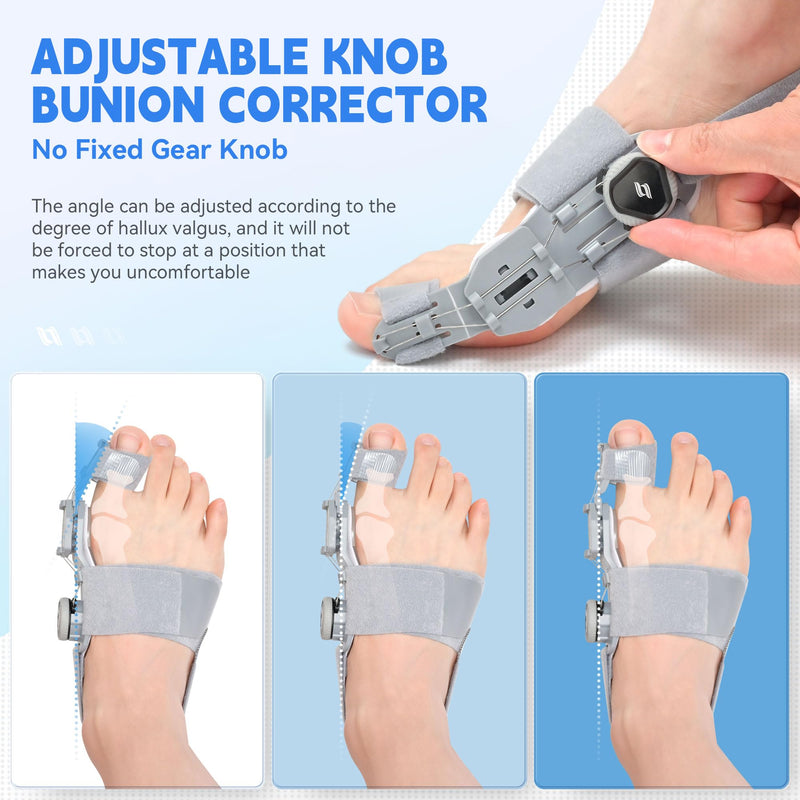 [Australia] - Bunion Corrector for Women & Men,Adjustable Universal Size Bunion Splint, Big Toe Straightener, Bunion Fix Device with 2 Silicone Pads, Better Fit to the Toes Without Damaging the Skin(1PCS,Gray) Grey 