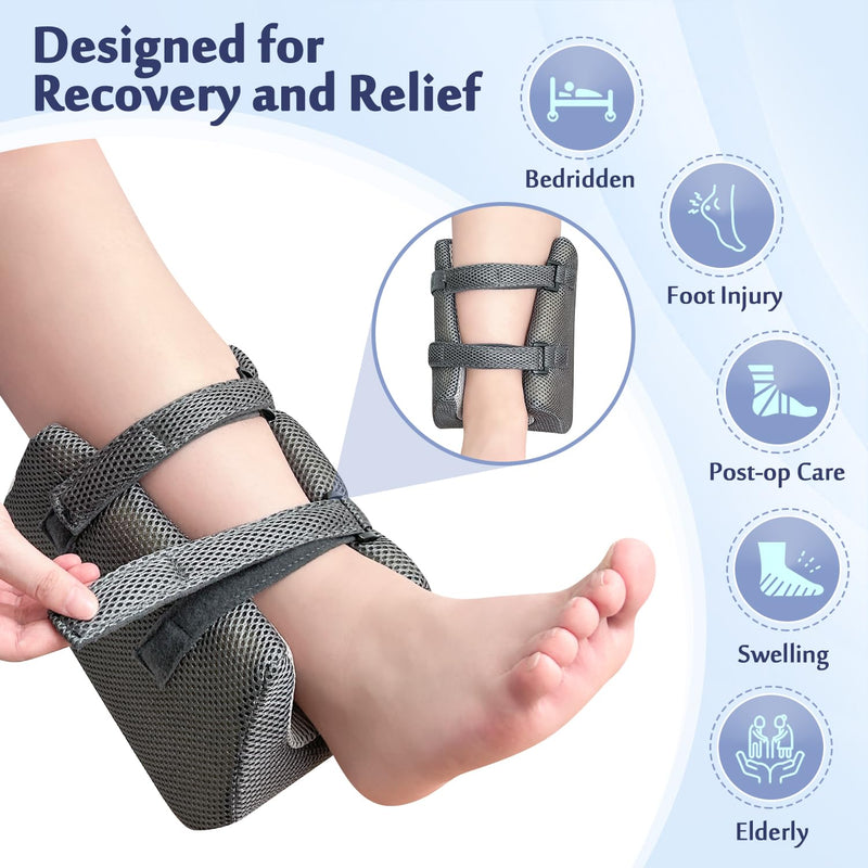 Mybow Ankle Pillow for Sleeping, Foot Elevation Pillows for Swelling, Blood Circulation & Pressure Sores Heel Protectors, Foam Leg Support Pillows for After Surgery, Foot Injured Wedge Pillow Gray 1