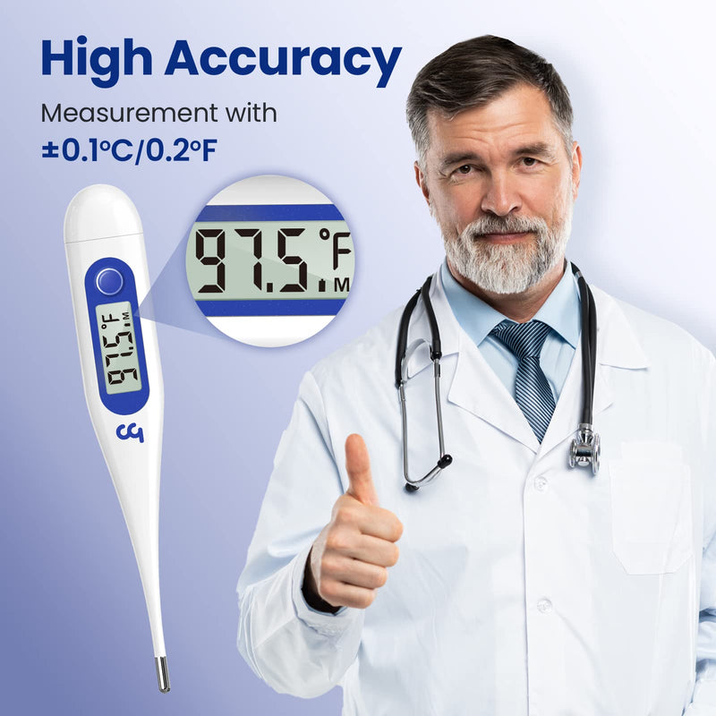 [Australia] - Thermometer for Adults, Oral Thermometer for Fever, Thermometer with Fever Alert, Memory Recall, C/F Switchable, Rectum Armpit Reading Thermometer for Whole Family (Klein Blue) 