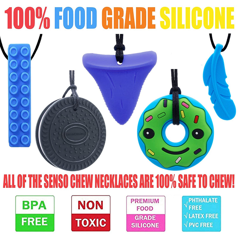 [Australia] - Chew Necklace by GNAWRISHING, 5 Pieces Sensory Chew Necklaces for Kids with Autism, ADHD, SPD, Chewing, Oral Motor 