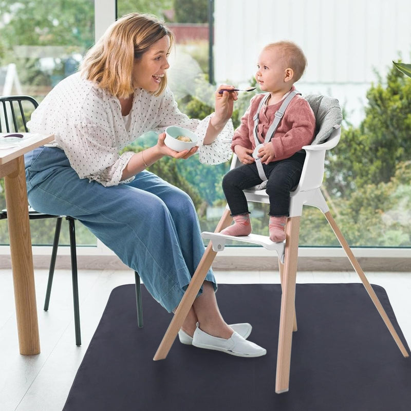 [Australia] - Splat Mat for Under High Chair/Arts/Crafts/Outdoor Picnic Mat, Washable Baby Spill Mat Waterproof Anti-Slip Floor Splash Mat, 51"x 51"Portable Baby Play Mat and Table Cloth-Dark Gray Dark Gray 