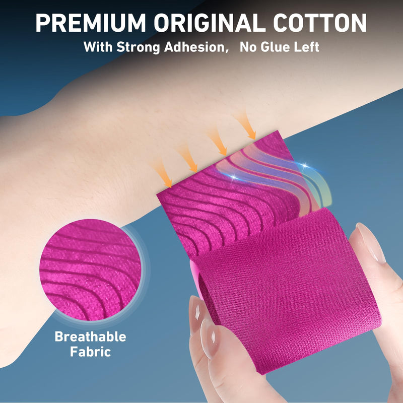 Kinesiology Tape for Ankle, KTQUICK 12 Count Ankle Tape Precut, Original Cotton Waterproof & Breathable, Enhance Elastic Kinesiology Athletic Tape for Ankle Support and Muscle to More Sports (Pink) Pink