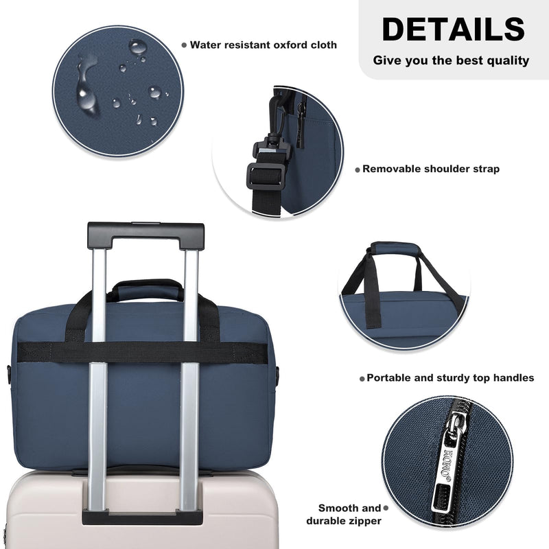 Kono Travel Duffel 20L Under Seat Carry-On Bag Navy | Sports Tote Gym Weekender Overnight Bag - 15.75"x9.84"x7.87" M(15.75in x 9.84in x 7.87in)-20L