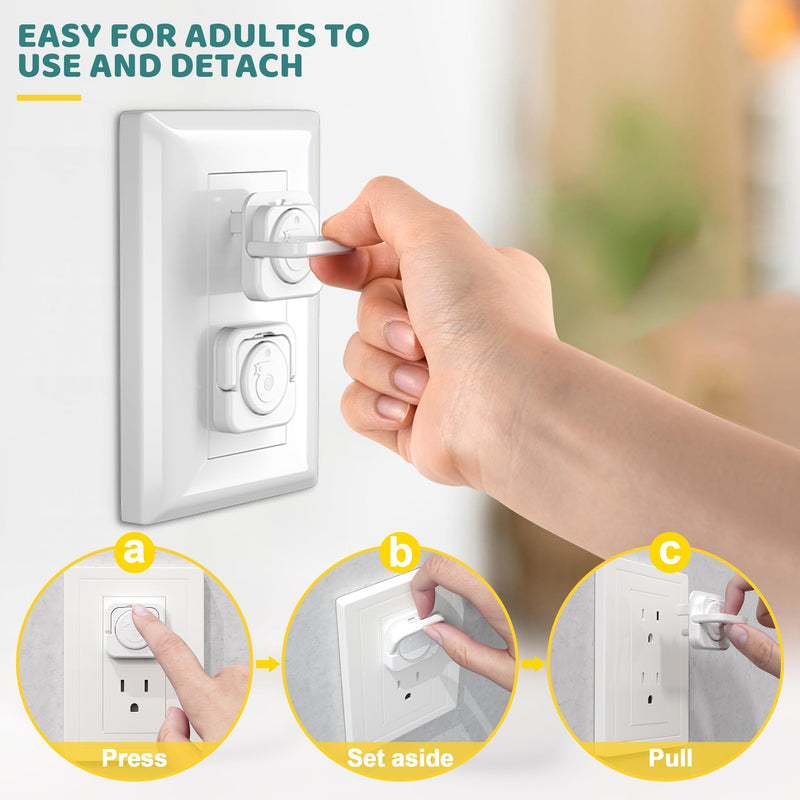 [Australia] - Baby Proofing Outlet Covers(45 Pack), Baby Proof Plug Covers with Hidden Pull Handle for Child Safety, Electric Socket Covers, Plug Protectors to Prevent Power Shock (White) White 