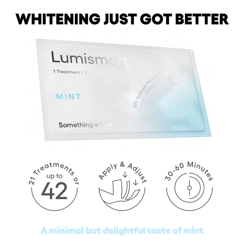 [Australia] - Something Nice Lumismart Whitening Strips - Dentist-Designed, Enamel Safe, up to 42 Treatments with Smart Adjust - Teeth Whitening Strips in Mint for Sensitive Teeth 