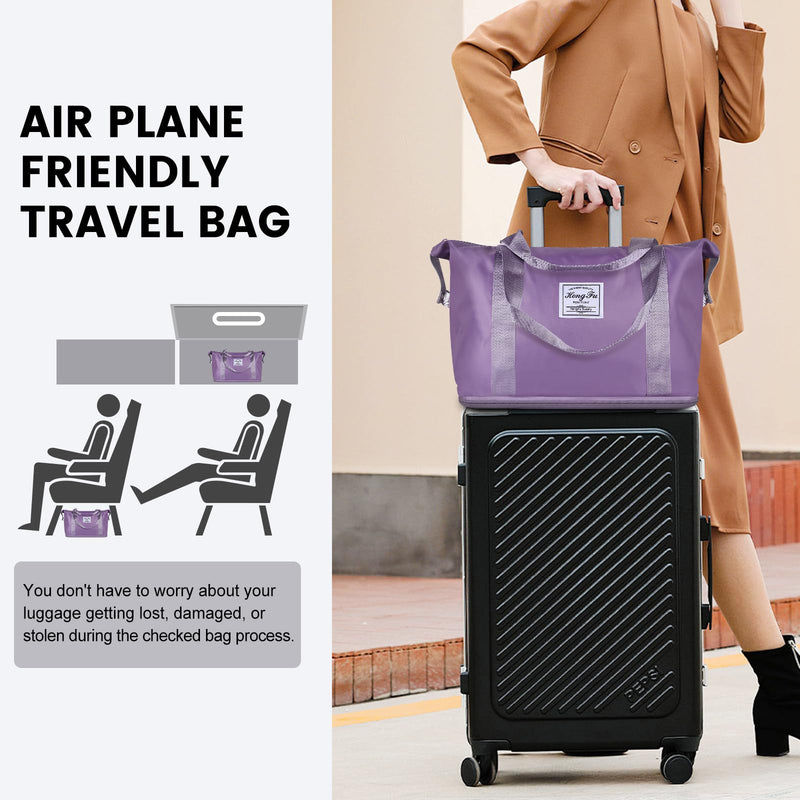 Travel Duffle Bag for Women, Weekender Overnight Carry On Bag for Women, Foldable Waterproof Gym Luggage with Wet Compartment