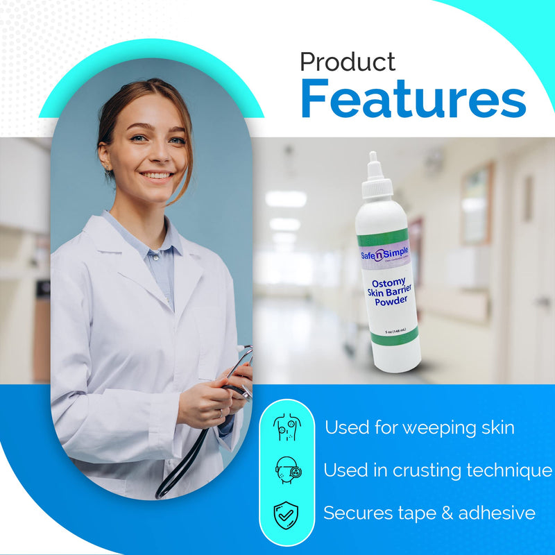 [Australia] - Safe n' Simple Stoma Skin Barrier Powder - 1 oz - Medicated Protective Skin Barrier Powder - Skin Barrier Protection Ostomy Powder Supplies - Stoma Adhesive Powder 1 Fl Oz (Pack of 1) 