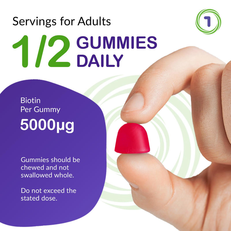 Biotin Gummies 10,000 mcg for Stronger Hair, Skin & Nails - 150 Vegan Gummies | Natural Strawberry Flavour Biotin Supplement