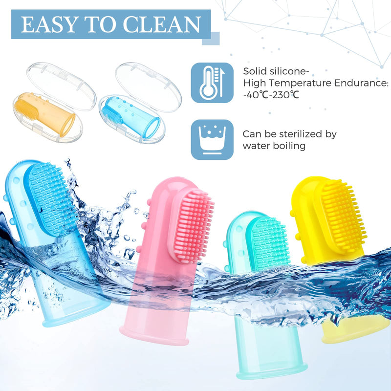 [Australia] - Zopeal 16 Sets Baby Finger Toothbrush for Toddler Kids with Boxes Travel Storage Case Silicone Soft Finger Toothbrush for Infant Newborns Lids Training Healthy Oral Habits Teething Cleaning Massaging 