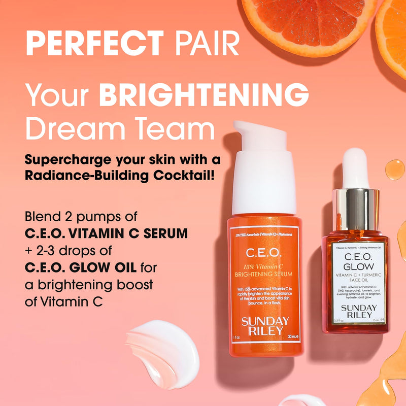 Sunday Riley C.E.O. Glow Vitamin C & Turmeric Face Oil 0.5 Fl Oz (Pack of 1)