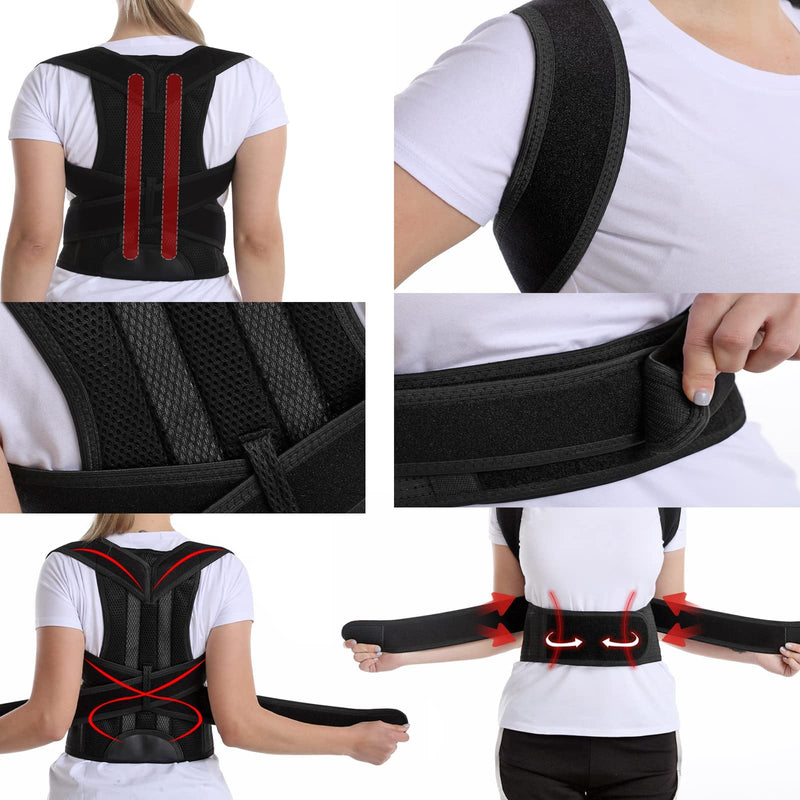 Back Brace Posture Corrector, Adjustable Posture Back Brace Support Shoulder Straightener Trainer Waist Belt Upper and Lower Back Pain Relief for Men Women Body Correction(4X-Large/50-54)