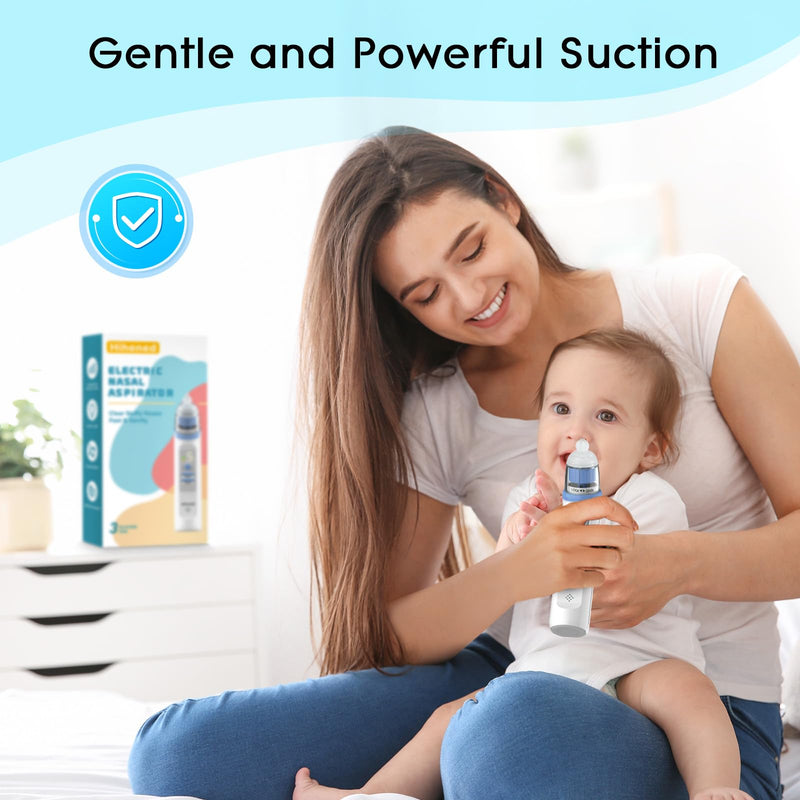 [Australia] - Electric Nasal Aspirator for Baby, Nose Aspirator for Toddlers, Rechargeable Baby Nose Sucker, Nose Cleaner with 3 Silicone Tips, 5 Suction Levels, Music and Light Soothing FunctionÔºåBlue Blue 