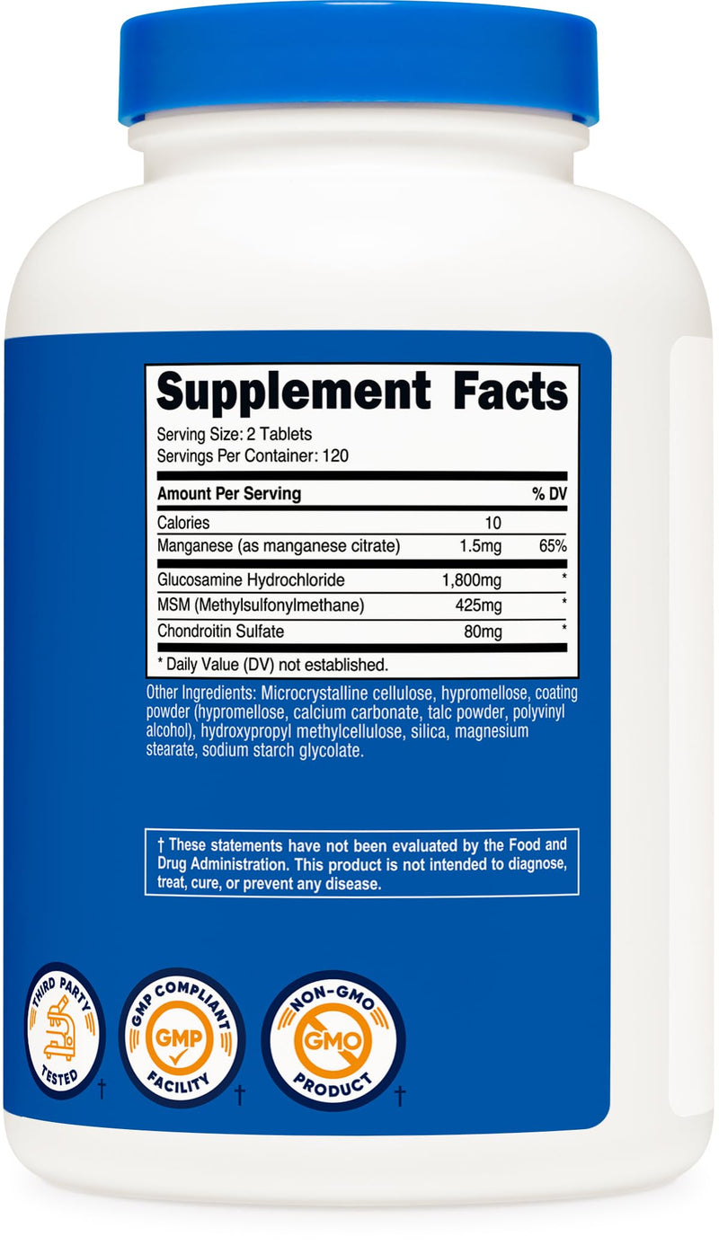 Nutricost Glucosamine 1800mg with Chondroitin & MSM, 240 Tablets, 120 Servings - Non-GMO, Gluten Free (Pack of 2) 240 Count (Pack of 2)