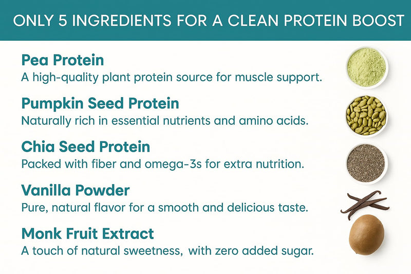 [Australia] - TOZZY Vegan Pea Protein Powder | Plant-Based Protein | Only 5 Simple Ingredients | 20g Protein, 0g Sugar | Non-GMO, Vanilla 