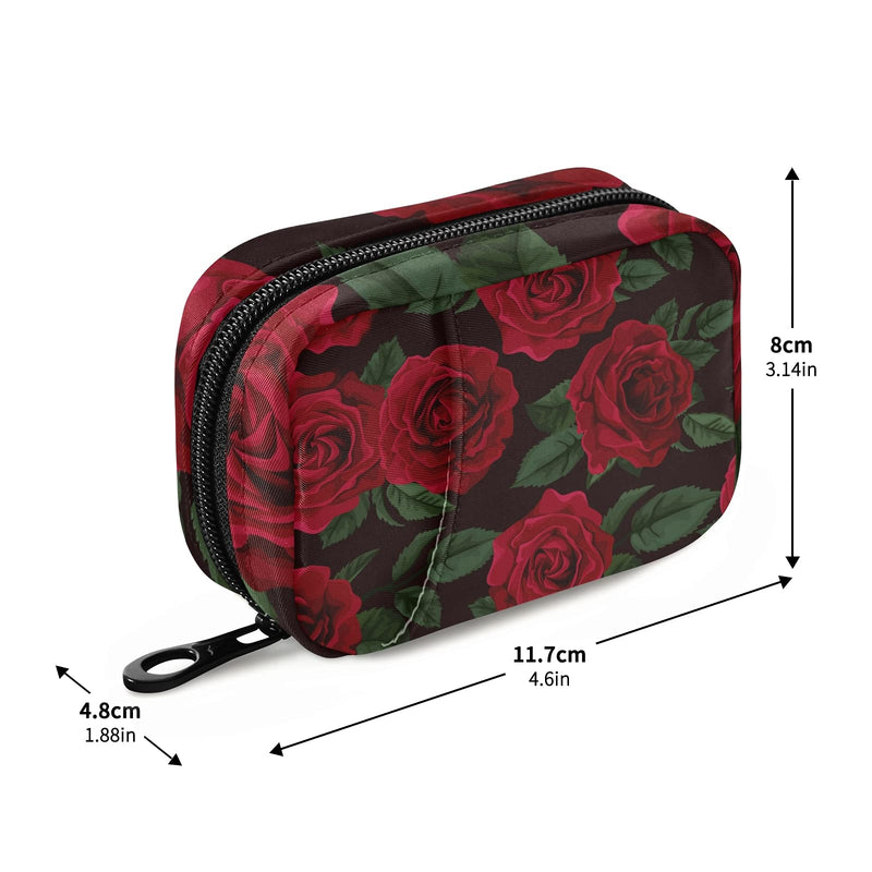 Rose Flower Pill Case 7-Day Travel Pill Organizer Box with Zipper Closure for Vitamins, Medication and Supplements