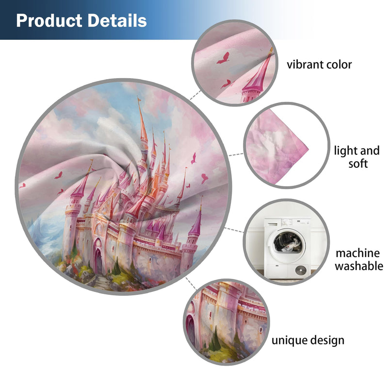 [Australia] - Princess Castle Window Curtains for Kids Girls Magic Pink Fantasy World Fairytale Landscape Baby Living Room Bedroom Nursery Toddler Home Rod Pocket Drapes Decor 84 in x 84 in 16 
