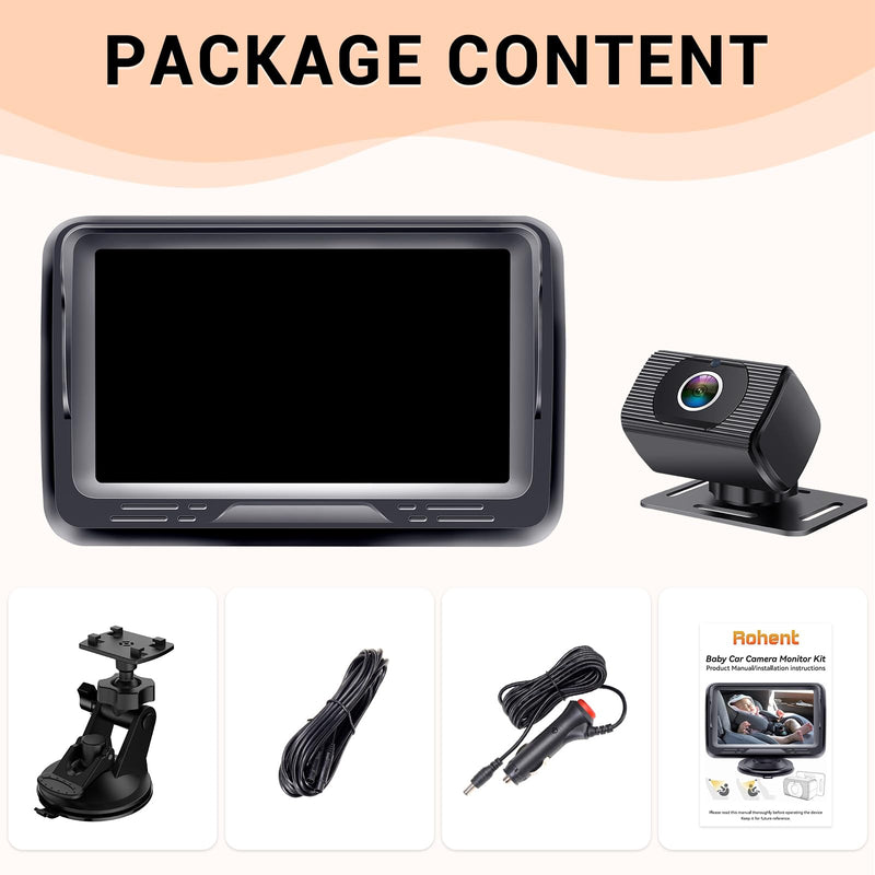 [Australia] - Rohent Baby Car Camera HD 1080P - Rear-Facing Infant Monitor with Night Vision Car Camera for Baby 150¬∞ Wide-Angle Lens Anti-Glare Screen Easy Install 360¬∞ Adjustable Display Black-Standard 