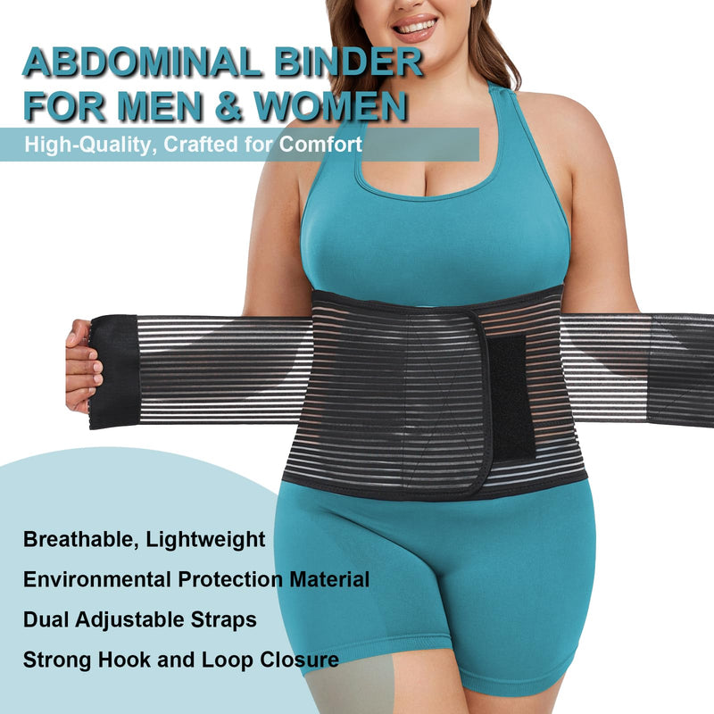[Australia] - Abdominal Binder Post Surgery Plus Size | Postpartum Belly Band Wrap | Post C Section Belly Binder | Stomach Compression Hernia Belt For Men or Women Hernia Surgery, Natural Birth, Abdominal Injuries,Hysterectomy (2XL/3XL) Black 2XL/3XL 