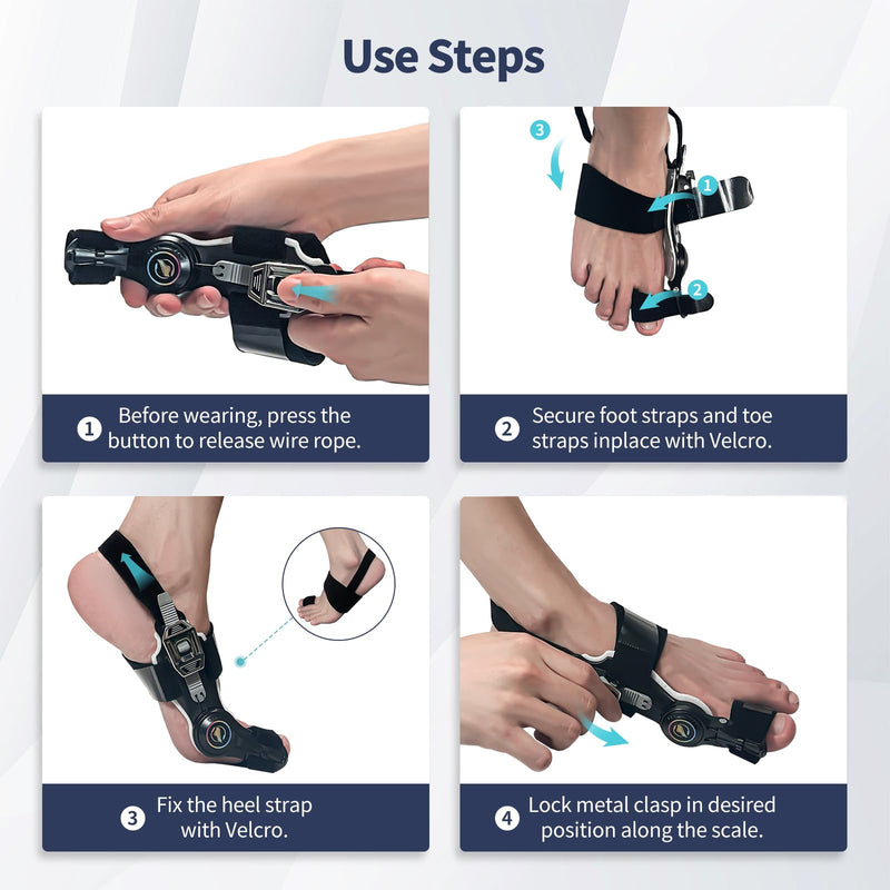 [Australia] - Bunion Corrector for Women & Men Big Toe, Black Adjustable Orthopedic Bunions Correction with Non Slip Toe Straighteners, Bunion Splint Suitable for Day/Night Feet Bunion Relief (2PCS) 