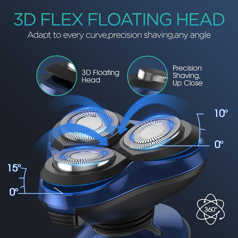 [Australia] - VOYOR Electric Razor for Men Cordless Shavers for Shaving with face sideburn Nose Ear Hair Rechargeable Wet Dry Waterproof TX410 New (New Version-Blue) New Version-Blue 