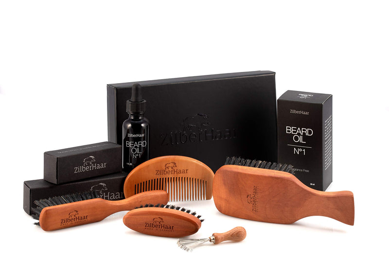 [Australia] - ZilberHaar Major Hair & Beard Brush for Men - Boar Bristles and Pearwood - All Beard and Hair Types - Made in Germany 
