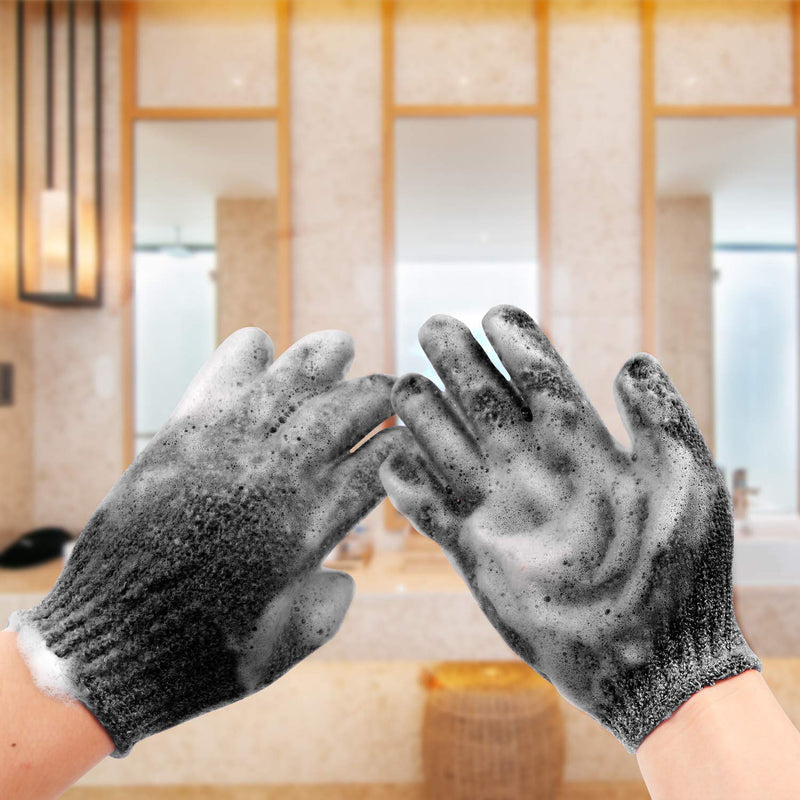 [Australia] - Rainmae Pack of 20 Exfoliating Gloves, Exfoliating Washing Gloves for Body and Face, Dead Skin Remover, Double-Sided Microfiber for Adults (Black) 