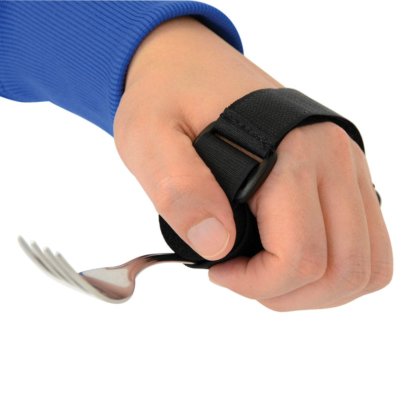 [Australia] - Sammons Preston Universal Holder Strap for Elderly, Hand Cuff with Pocket for Holding Cutlery, Pens, Toothbrushes, & Daily Living Tools, Adjustable Velcro Implement Holder for Weak Grip and Arthritis 1 