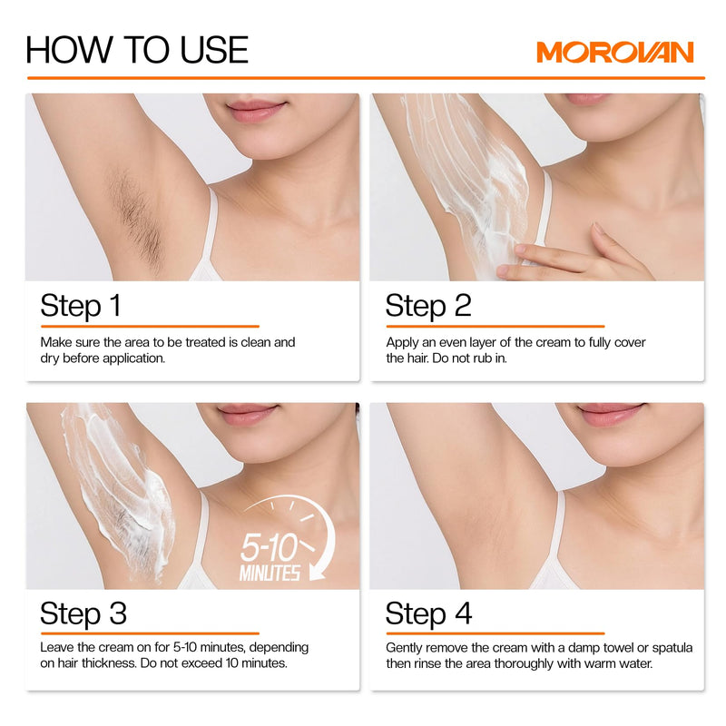 Morovan Hair Removal Cream 4.1Oz: Fast Acting Depilatory Cream for Women and Men, Painless Smooth Skin on Legs Arms Bikini Line at Home