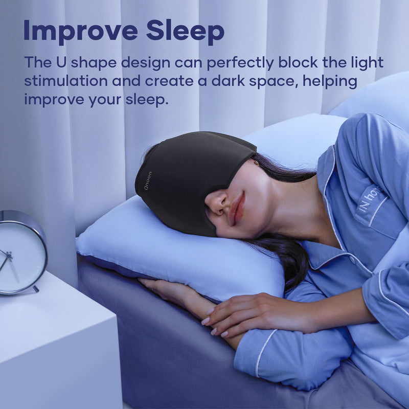 [Australia] - Migraine Relief Cap, Migraine Headache Relief Cap Hat Mask Products, Cooling Gel Hat Head Wrap for Migraine, Tension, Stress & Puffy Eyes,Natural Therapy for Instant Headache Relief Black 