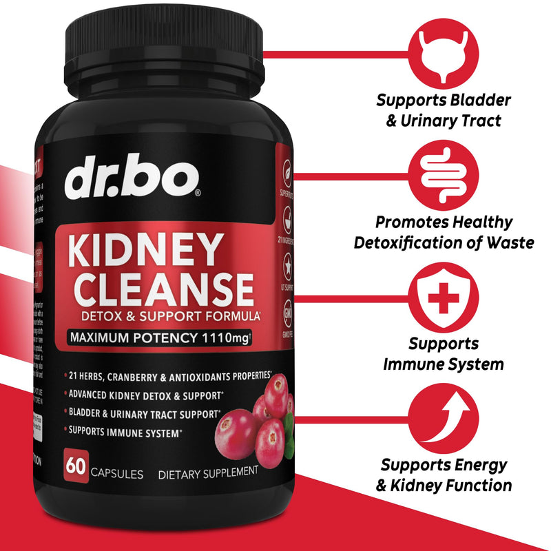 [Australia] - Kidney Cleanse Detox Support Supplement - Natural Cranberry, Juniper Berries, Buchu & Uva Ursi Extract to Support Kidneys, Bladder & Urinary Tract Health Supplements - Herbal Renal Blend Formula Pills 