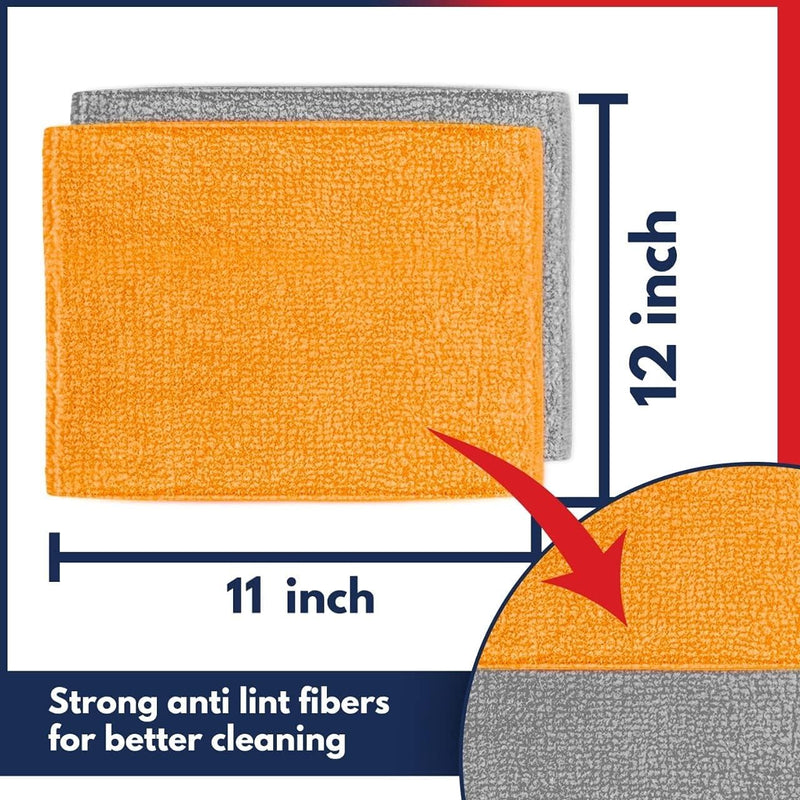 [Australia] - Microfiber Cleaning Cloth - (12x11 inches) High Performance - Ultra Absorbent Weave Traps Grime & Liquid for Streak-Free Mirror Shine - Lint Free Towel - 12x11 Inch (Pack of 8) 