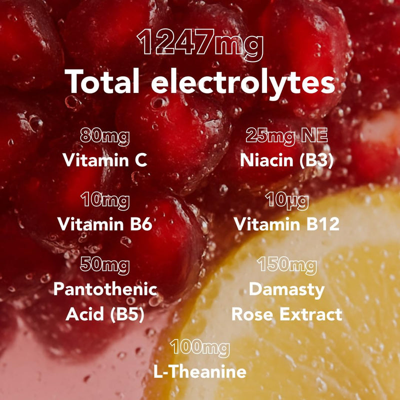 Zooki Electrolytes+ Skin Radiance Hydration Electrolytes Sachets – Pomegranate Lemon Flavour Electrolytes with Damasty Rose Extract, B Vitamins & Vitamin C, Sugar Free Hydration Sachets (30 Servings) 30 servings (Pack of 1)