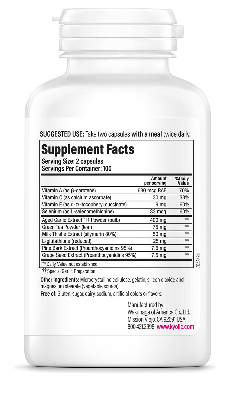 [Australia] - Kyolic Aged Garlic Extract Formula 105, Detox & Anti-Aging, 200 Capsules (Packaging May Vary) 200 Count (Pack of 1) 