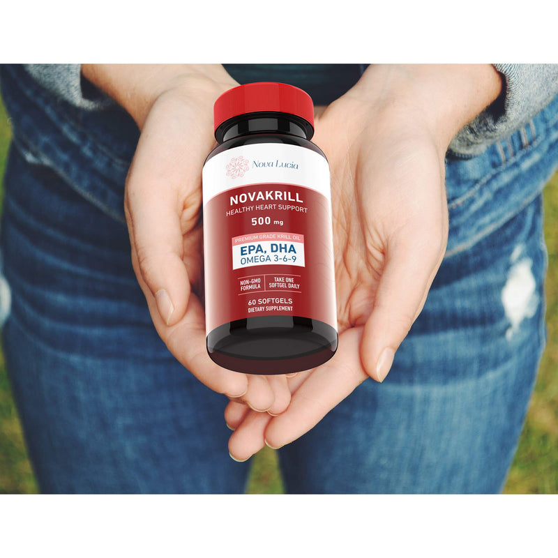 [Australia] - Natural Krill Oil Omega 3 6 9 Supplement, Burpless 60 Red Liquid Softgels, Rich in EPA, DHA, Astaxanthin, No Fishy Aftertaste, 1000mg per 2 Softgels 