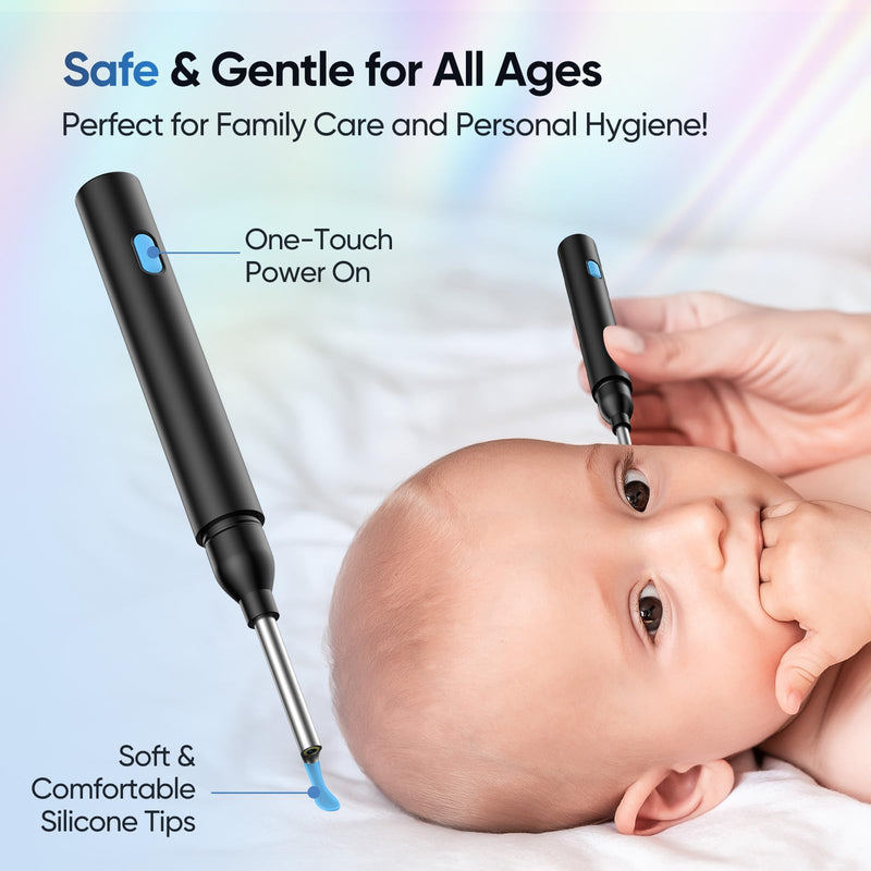[Australia] - Ear Wax Removal Tool Camera with 8 Kits & 5 Ear Spoon, Ear Cleaner with Camera 1080P HD, Earwax Removal Kit with 6 LED Lights, Ear Wax Removal Kit for iOS & Android Black 