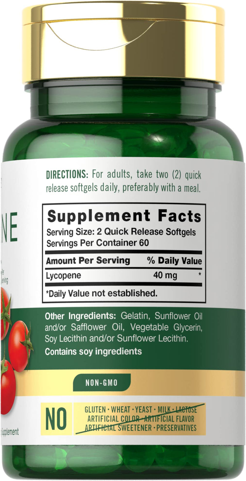 Carlyle Lycopene 40mg | 120 Softgels | Naturally-Occurring Carotenoid | Non-GMO & Gluten Free Supplement 120 Count (Pack of 1)