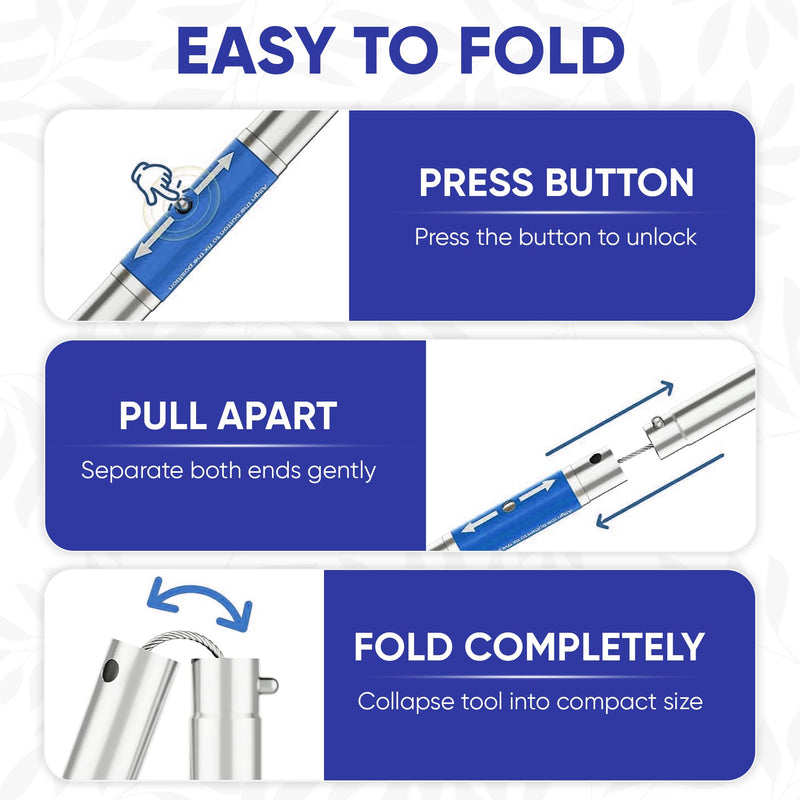 [Australia] - 2025 Upgrade PowerGrip T9, Grabber Reacher Tool, Wide Jaw, Foldable, Steel Cable, with 96 Grip Points for Firm Grip, 32" with Magnet (Blue, 50) 50" Blue 