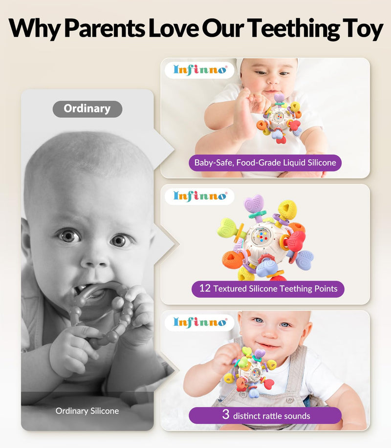 [Australia] - Baby Teething & Rattle Montessori Toys ‚Äì Safe, Multi-Functional BPA-Free Silicone Sensory Learning Teether Toys for Infant 0-12 Months‚ÄìTeething Relief & Fun Play ‚Äì Perfect Baby Gift for Boys & Girls 