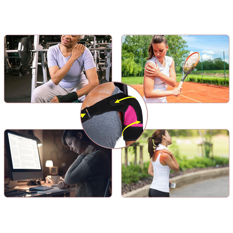 [Australia] - Winyoher Adjustable Shoulder Brace Made of Breathable Neoprene for Stability and Pain Relief for Men and Women, Shoulder Support Gentle Support for Left/Right Pink 
