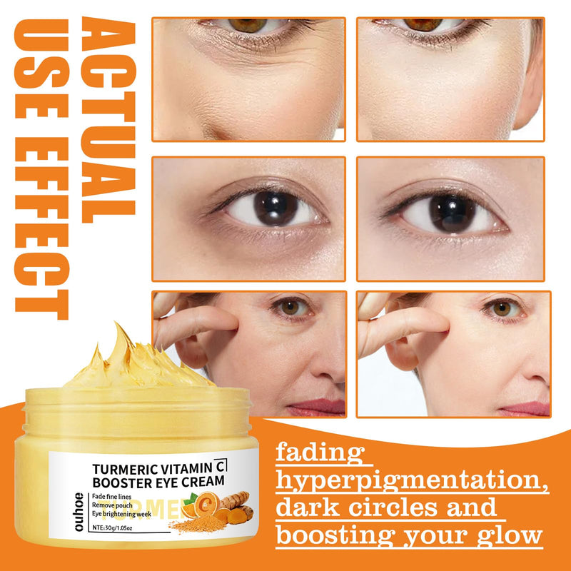 Turmeric + Vitamin C Booster Eye Cream, Brightening and Hydrating Eye Cream, Dark Circle Relief, Elasticity Treatment, Gentle Anti-Aging & Anti-Wrinkle Care