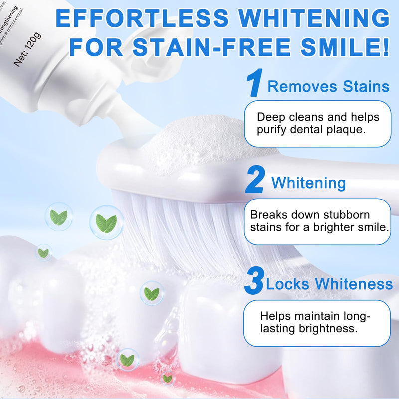 [Australia] - 9.9%Hydroxyapatite Toothpaste for Enamel Protection and Tooth Strengthening, Hidroxiapatita Toothpaste Whittooth and Repairs Teeth, Reduces Sensitivity, Natural Peppermint Fresh Breath for Oral Health 2 