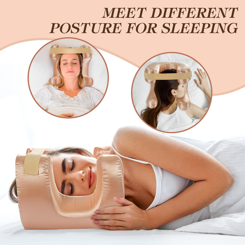 [Australia] - SAGUD Memory Foam Face Pillow for Side Sleeper Anti-Wrinkle Massage Bed Pillow with Soft Pillowcase Beauty Pillow for Sleeping Face Down, Gold 