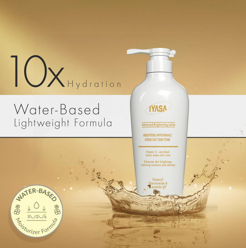 IYASA Advanced Brightening Lotion with 5% Vitamin C, 10% Niacinamide, Water-based Skin Brightening Body Lotion, Even Tone, Dark Spot Remover, Lightening Body Lotion Scent