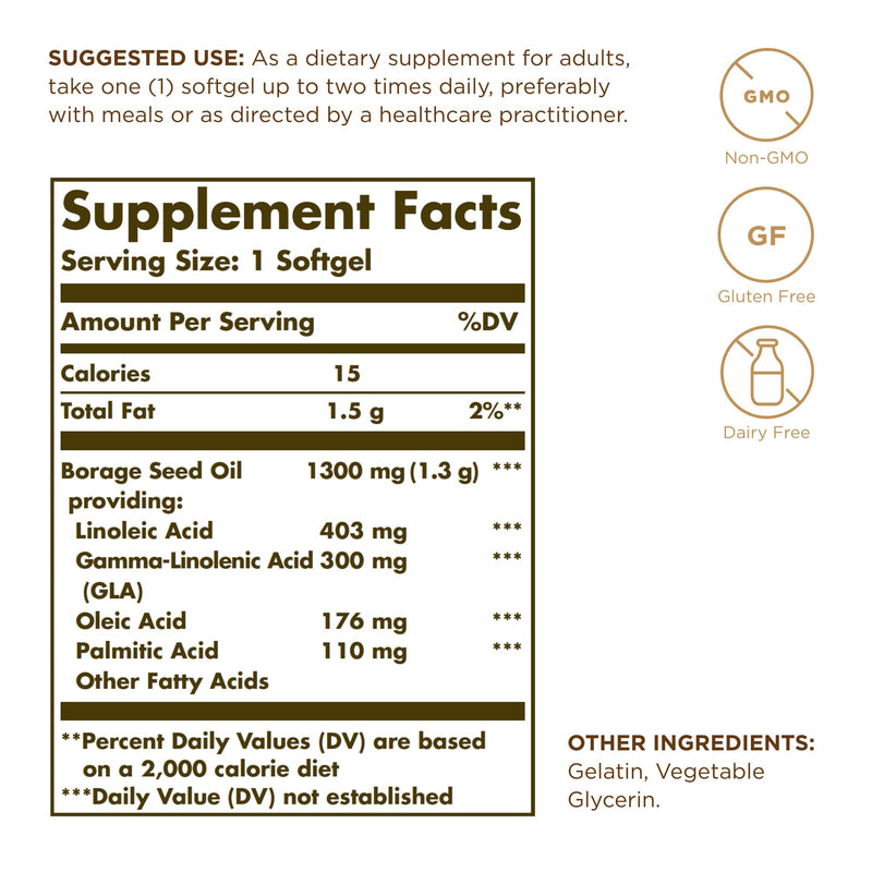 [Australia] - Solgar Super GLA 300 mg - 60 Softgels - Cold-Pressed Borage Oil for Women‚Äôs Health - Non-GMO, Gluten Free, Dairy Free - 60 Servings 60 Count (Pack of 1) Standard Packaging 