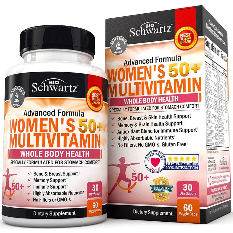 BioSchwartz Bone Strength Mineral Supplement with Calcium and Magnesium (2 Month Supply) Plus Daily Multivitamin for Women 50 & Over (1 Month Supply)
