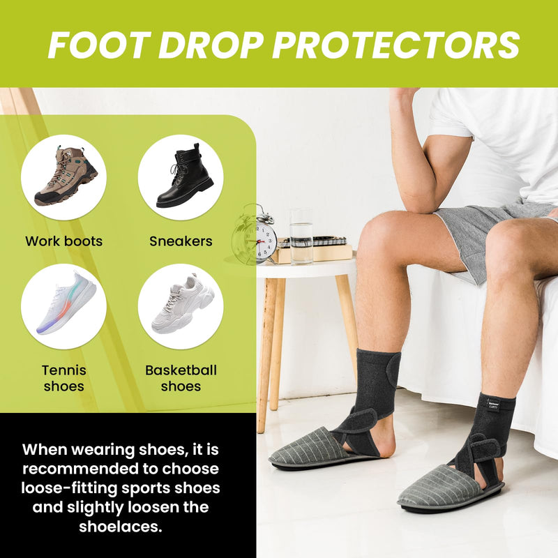 Bukihome Adjustable AFO Foot Drop Brace - Foot Support for Walking with Shoes, Socks, or Barefoot - Relieves Foot Drop, Plantar Fasciitis, Stroke & MS Recovery - Unisex（Include Left and Right）