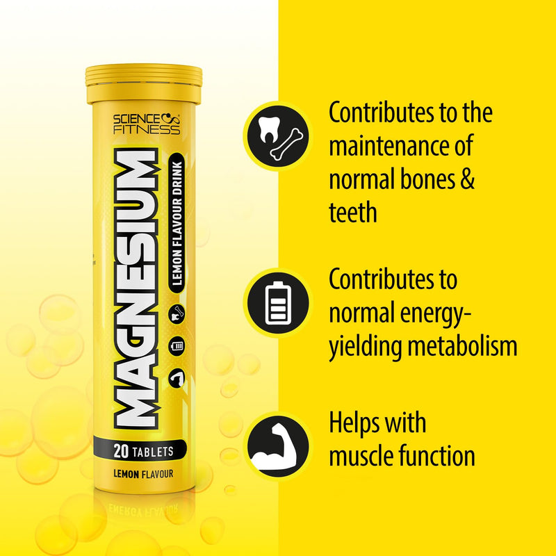 Magnesium Lemon Flavour Effervescent Tablets -120 Tablets for Normal Muscle Functions, Suitable for Vegans and Vegetarians, Magnesium 375 mg per Serving 6