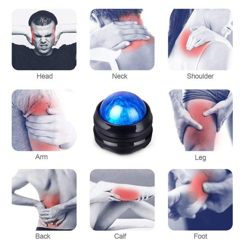[Australia] - Manual Massage Roller Ball - Massager and Therapy Tool for Sore Muscles, Shoulders, Arms, Neck, Back, Feet, Body, Deep Tissue, Stiffness, Joint Pain, Stress Relief Blue 
